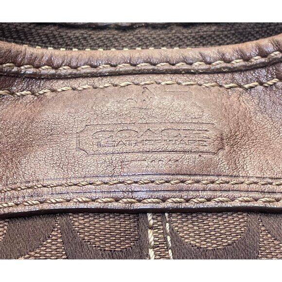 Coach Women’s Brown Leather Trim Signature Canvas Adjustable Strap Shoulder Bag - Picture 7 of 13